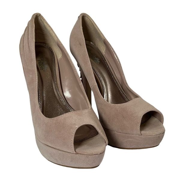 Taupe Open Toe High Heels Charlotte Russe Womens Size 7 - Picture 7 of 12